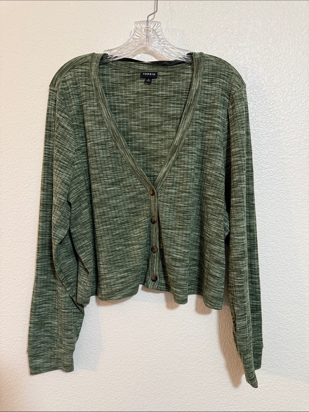 torrid Olive Marled V-Neck Button Cardigan Size 3